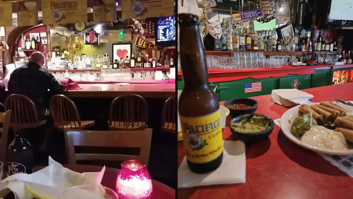 Bar seating with cocktails and casual meals.